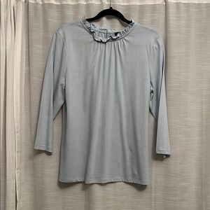 Ann Taylor Light Blue Ruffle Neck Women's Top NWOT